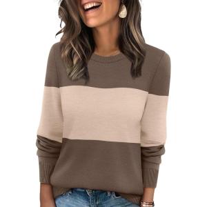 image:imageWIHOLL Sweaters for Women Lightweight Pullover Tops Long Sleeve Shirts Crewneck Fashion Clothing Fall Outfits 2026Tchocolate Brownapricot