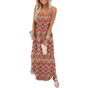 image:imageWIHOLL Womens Maxi Dresses for Women Casual Long Summer Sun Dresses 2026 Spaghetti Strap Hawaiian Vacation Outfits for WomenFloral Boho 1