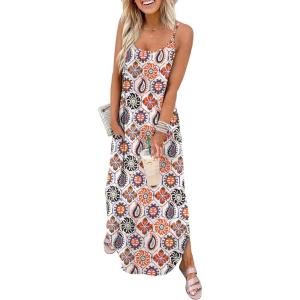 image:imageWIHOLL Womens Maxi Dresses for Women Casual Long Summer Sun Dresses 2026 Spaghetti Strap Hawaiian Vacation Outfits for WomenFloral Boho 2