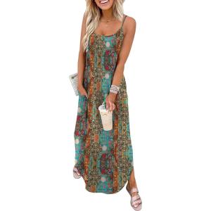 image:imageWIHOLL Womens Maxi Dresses for Women Casual Long Summer Sun Dresses 2026 Spaghetti Strap Hawaiian Vacation Outfits for WomenFloral Boho 3