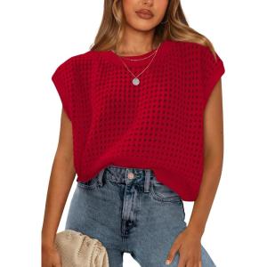 image:imageWIHOLL Womens Summer Cap Sleeve Crochet Tops Hollow Out Spring Sweaters Vacation Cruise Outfits 2026 Fashion ClothingFred