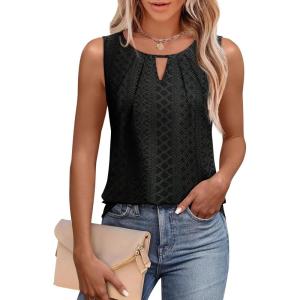 image:imageWIHOLL Womens Tank Tops Loose Fit Casual Sleeveless Tops Keyhole Neck Trendy Summer Tops Flowy Clothes Outfits 2026Black