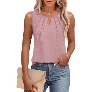 image:imageWIHOLL Womens Tank Tops Loose Fit Casual Sleeveless Tops Keyhole Neck Trendy Summer Tops Flowy Clothes Outfits 2026Lotus Pink