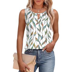 image:imageWIHOLL Womens Tank Tops Loose Fit Casual Sleeveless Tops Keyhole Neck Trendy Summer Tops Flowy Clothes Outfits 2026Print 01