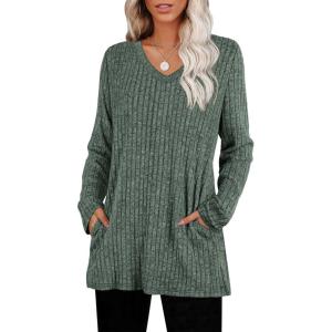 image:imageWIHOLL Womens Tops Fall Fahion 2025 Long Sleeve Shirts Casual Lightweight Tunic Sweaters Fashion Winter Clothing0green