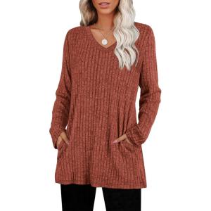 image:imageWIHOLL Womens Tops Fall Fahion 2025 Long Sleeve Shirts Casual Lightweight Tunic Sweaters Fashion Winter Clothing2caramel