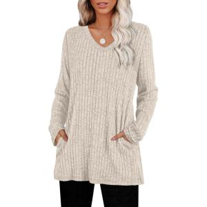 image:imageWIHOLL Womens Tops Fall Fahion 2025 Long Sleeve Shirts Casual Lightweight Tunic Sweaters Fashion Winter Clothing2khaki