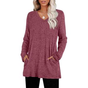 image:imageWIHOLL Womens Tops Fall Fahion 2025 Long Sleeve Shirts Casual Lightweight Tunic Sweaters Fashion Winter Clothing3purple Red