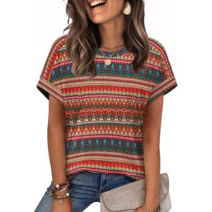 image:imageWIHOLL Womens Tops Short Sleeve Shirts Summer Outfits 2026 Spring Dressy Casual Clothes ClothingBoho Stripes