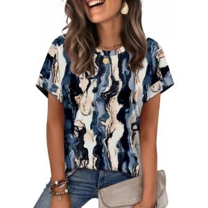 image:imageWIHOLL Womens Tops Short Sleeve Shirts Summer Outfits 2026 Spring Dressy Casual Clothes ClothingDye Tie