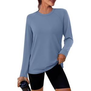 image:imageWIHOLL Workout Tops for Women Long Sleeve Sun Shirt UPF 50 UV Protection Running Hiking Clothes Quick Dry Athletic TopsBlue