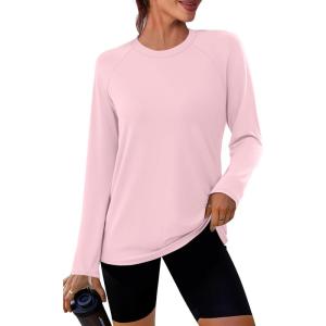 image:imageWIHOLL Workout Tops for Women Long Sleeve Sun Shirt UPF 50 UV Protection Running Hiking Clothes Quick Dry Athletic TopsPink