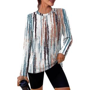 image:imageWIHOLL Workout Tops for Women Long Sleeve Sun Shirt UPF 50 UV Protection Running Hiking Clothes Quick Dry Athletic TopsPrint