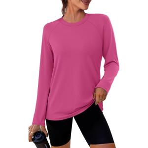 image:imageWIHOLL Workout Tops for Women Long Sleeve Sun Shirt UPF 50 UV Protection Running Hiking Clothes Quick Dry Athletic TopsRed