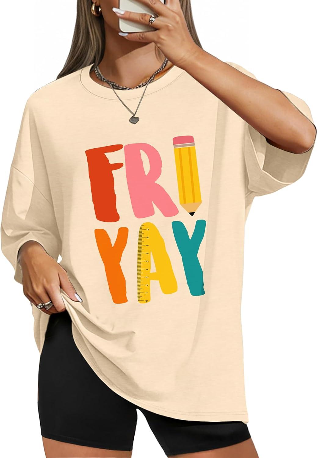 image:imageWIHOLL Oversized Tshirts for Women Summer Crew Neck Short Sleeve Graphic Tees Casual Loose Fit Workout Tops 2026Color Letters Print