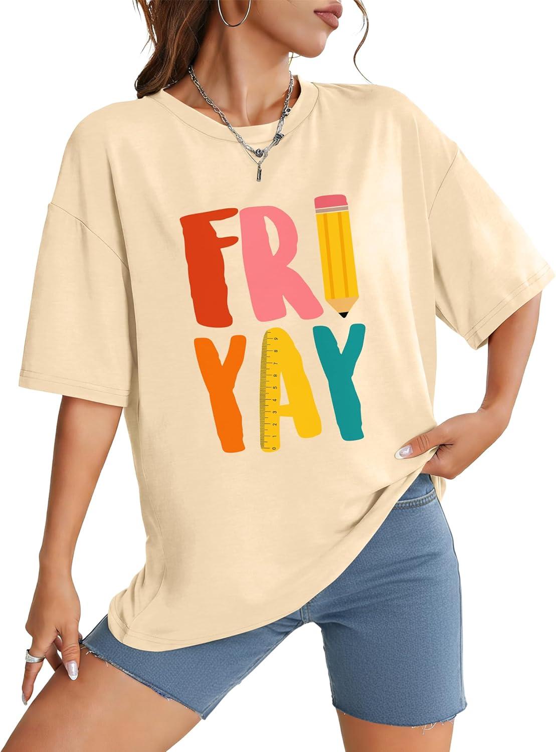image:imageWIHOLL Oversized Tshirts for Women Summer Crew Neck Short Sleeve Graphic Tees Casual Loose Fit Workout Tops 2026Color Letters Print