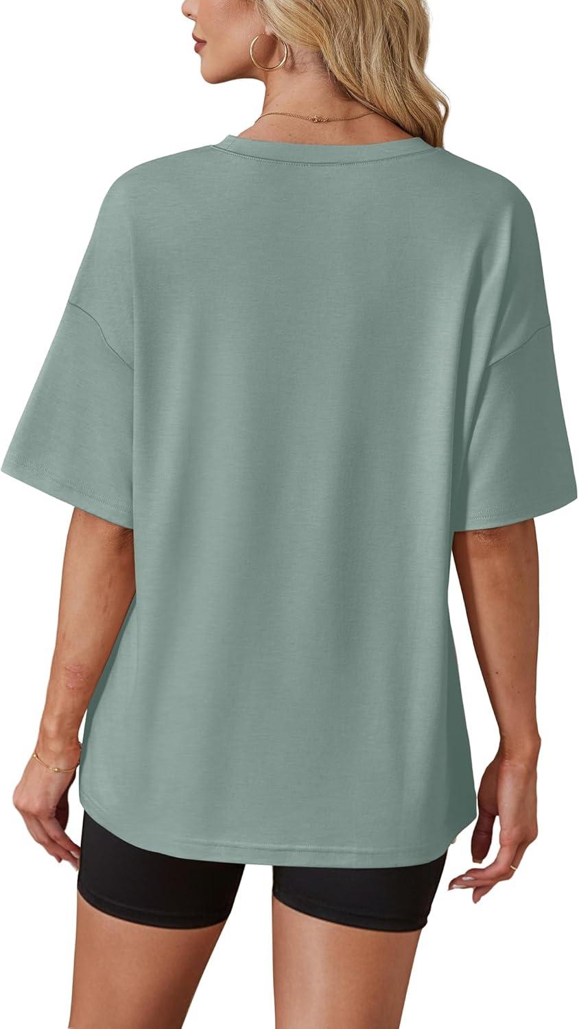 image:imageWIHOLL Oversized Tshirts for Women Summer Crew Neck Short Sleeve Graphic Tees Casual Loose Fit Workout Tops 2026Colorful Flower Print