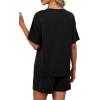 image:imageWIHOLL 2 Piece Sets for Women Lounge Sets Summer Outfits 2026 Button Down Short Sleeve Tops and Shorts Set with Pockets0black