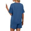 image:imageWIHOLL 2 Piece Sets for Women Lounge Sets Summer Outfits 2026 Button Down Short Sleeve Tops and Shorts Set with Pockets1blue