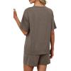 image:imageWIHOLL 2 Piece Sets for Women Lounge Sets Summer Outfits 2026 Button Down Short Sleeve Tops and Shorts Set with Pockets1coffee