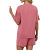 image:imageWIHOLL 2 Piece Sets for Women Lounge Sets Summer Outfits 2026 Button Down Short Sleeve Tops and Shorts Set with Pockets2pink