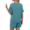 image:imageWIHOLL 2 Piece Sets for Women Lounge Sets Summer Outfits 2026 Button Down Short Sleeve Tops and Shorts Set with Pockets2turquoise