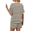 image:imageWIHOLL 2 Piece Sets for Women Lounge Sets Summer Outfits 2026 Button Down Short Sleeve Tops and Shorts Set with Pockets3black and White Stripes