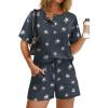 image:imageWIHOLL 2 Piece Sets for Women Lounge Sets Summer Outfits 2026 Button Down Short Sleeve Tops and Shorts Set with Pockets3dark Gray Stars