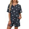 image:imageWIHOLL 2 Piece Sets for Women Lounge Sets Summer Outfits 2026 Button Down Short Sleeve Tops and Shorts Set with Pockets3dark Gray Stars