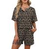 image:imageWIHOLL 2 Piece Sets for Women Lounge Sets Summer Outfits 2026 Button Down Short Sleeve Tops and Shorts Set with Pockets3leopard