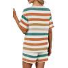 image:imageWIHOLL 2 Piece Sets for Women Lounge Sets Summer Outfits 2026 Button Down Short Sleeve Tops and Shorts Set with Pockets3orange Stripes