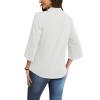image:imageWIHOLL 34 Length Sleeve Womens Tops Mock Neck Pleated Front Blouses for Women Dressy Casual Spring Summer OutfitsAll White