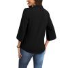 image:imageWIHOLL 34 Length Sleeve Womens Tops Mock Neck Pleated Front Blouses for Women Dressy Casual Spring Summer OutfitsBlack