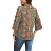 image:imageWIHOLL 34 Length Sleeve Womens Tops Mock Neck Pleated Front Blouses for Women Dressy Casual Spring Summer OutfitsEthnic