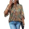 image:imageWIHOLL 34 Length Sleeve Womens Tops Mock Neck Pleated Front Blouses for Women Dressy Casual Spring Summer OutfitsEthnic