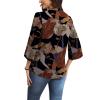 image:imageWIHOLL 34 Length Sleeve Womens Tops Mock Neck Pleated Front Blouses for Women Dressy Casual Spring Summer OutfitsFloral Print