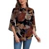 image:imageWIHOLL 34 Length Sleeve Womens Tops Mock Neck Pleated Front Blouses for Women Dressy Casual Spring Summer OutfitsFloral Print