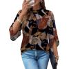 image:imageWIHOLL 34 Length Sleeve Womens Tops Mock Neck Pleated Front Blouses for Women Dressy Casual Spring Summer OutfitsFloral Print