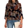 image:imageWIHOLL 34 Length Sleeve Womens Tops Mock Neck Pleated Front Blouses for Women Dressy Casual Spring Summer OutfitsFloral Print