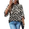 image:imageWIHOLL 34 Length Sleeve Womens Tops Mock Neck Pleated Front Blouses for Women Dressy Casual Spring Summer OutfitsLeopard