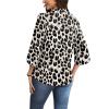 image:imageWIHOLL 34 Length Sleeve Womens Tops Mock Neck Pleated Front Blouses for Women Dressy Casual Spring Summer OutfitsLeopard