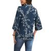 image:imageWIHOLL 34 Length Sleeve Womens Tops Mock Neck Pleated Front Blouses for Women Dressy Casual Spring Summer OutfitsNavy Floral
