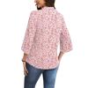 image:imageWIHOLL 34 Length Sleeve Womens Tops Mock Neck Pleated Front Blouses for Women Dressy Casual Spring Summer OutfitsPink Floral