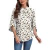 image:imageWIHOLL 34 Length Sleeve Womens Tops Mock Neck Pleated Front Blouses for Women Dressy Casual Spring Summer OutfitsPolka Dot