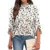 image:imageWIHOLL 34 Length Sleeve Womens Tops Mock Neck Pleated Front Blouses for Women Dressy Casual Spring Summer OutfitsPolka Dot