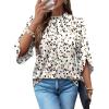 image:imageWIHOLL 34 Length Sleeve Womens Tops Mock Neck Pleated Front Blouses for Women Dressy Casual Spring Summer OutfitsPolka Dot