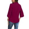 image:imageWIHOLL 34 Length Sleeve Womens Tops Mock Neck Pleated Front Blouses for Women Dressy Casual Spring Summer OutfitsPurple Red