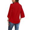 image:imageWIHOLL 34 Length Sleeve Womens Tops Mock Neck Pleated Front Blouses for Women Dressy Casual Spring Summer OutfitsRed