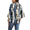 image:imageWIHOLL 34 Length Sleeve Womens Tops Mock Neck Pleated Front Blouses for Women Dressy Casual Spring Summer OutfitsTie Dye
