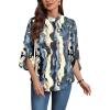image:imageWIHOLL 34 Length Sleeve Womens Tops Mock Neck Pleated Front Blouses for Women Dressy Casual Spring Summer OutfitsTie Dye